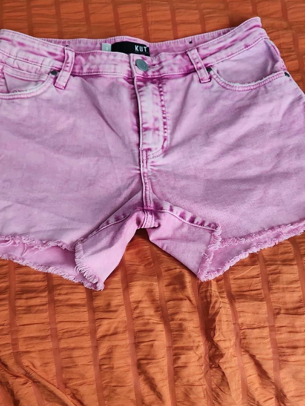 Kut from the Kloth Light Pink Frayed Hem Denim Shorts